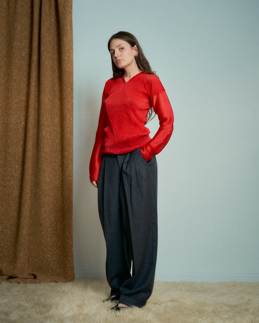 T-shirt Issey Miyake rossa in jersey