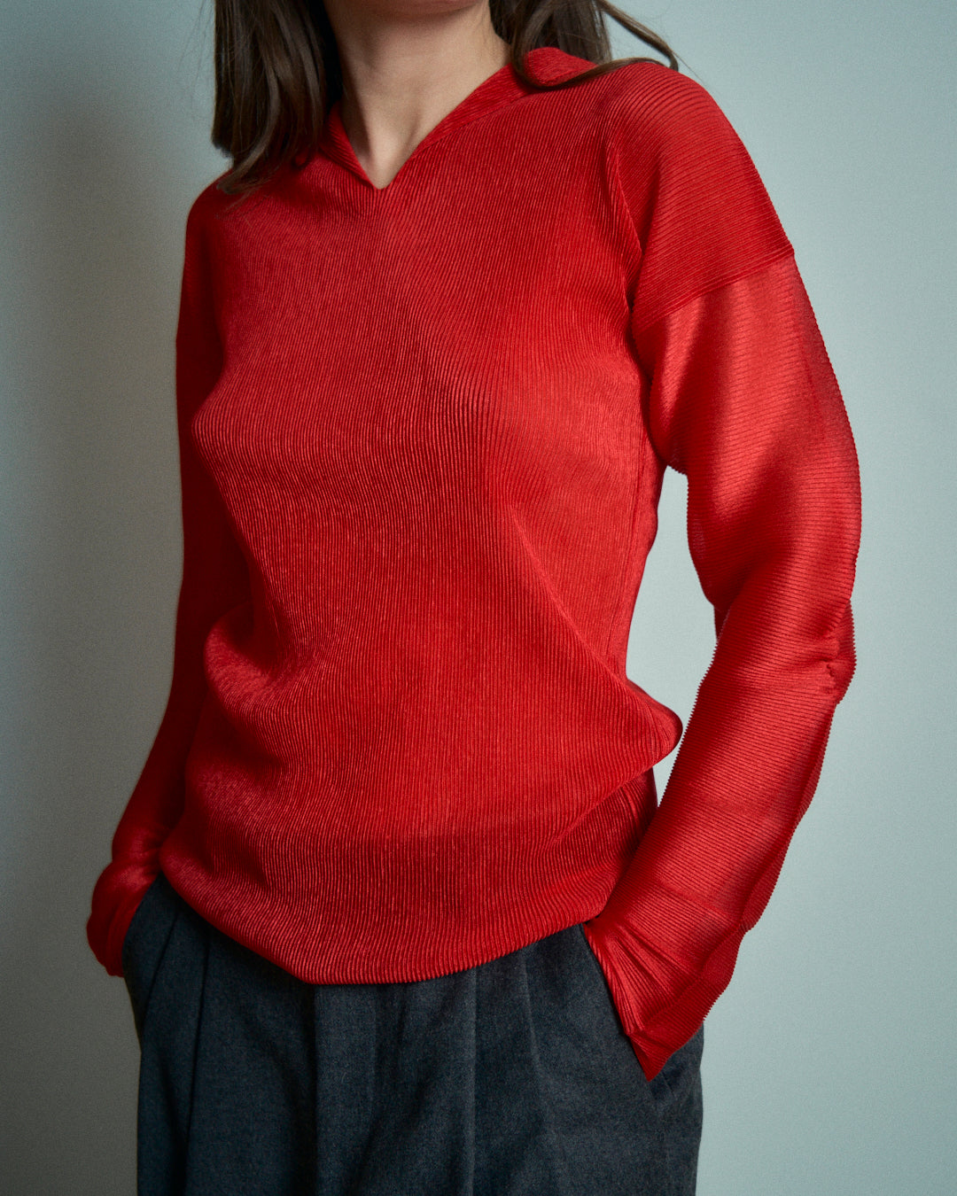 T-shirt Issey Miyake rossa in jersey