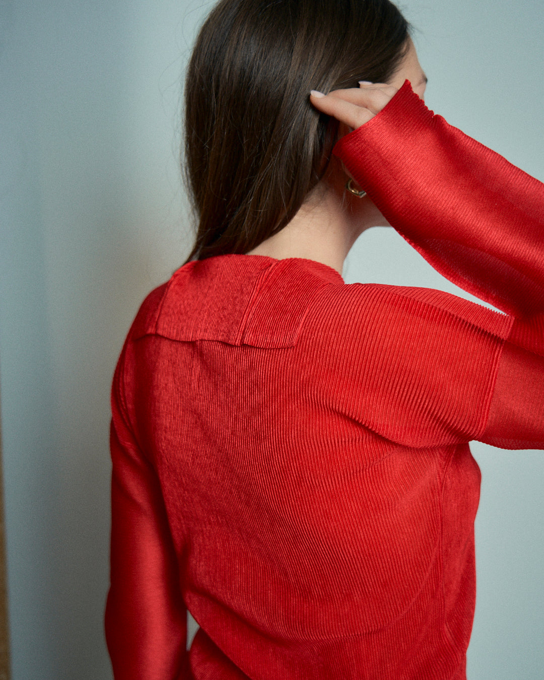 T-shirt Issey Miyake rossa in jersey